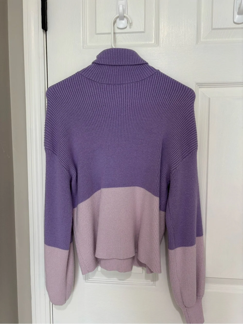 Francesca's Collections Lavender and Light Pink Colorblock Turtleneck Sweater